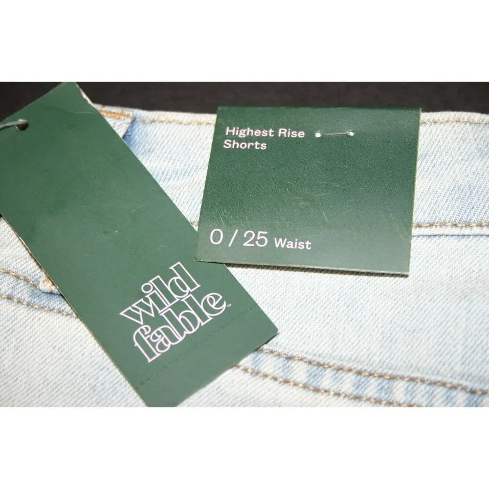 Wild Fable jean shorts womens 0 highest rise cut off denim blue new